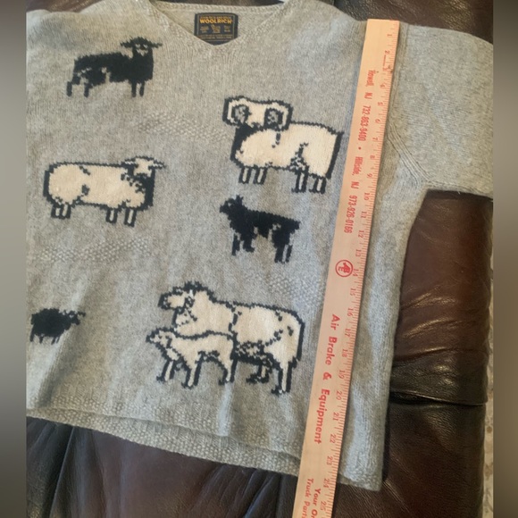 ✨WOOLRICH Vintage 90s Gray Wool Ram & Sheep Sweater Size XL - Picture 8 of 12